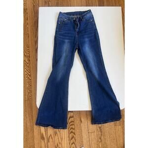 Women’s High Waisted Denim Jeans Strerch Wide Flare Petite